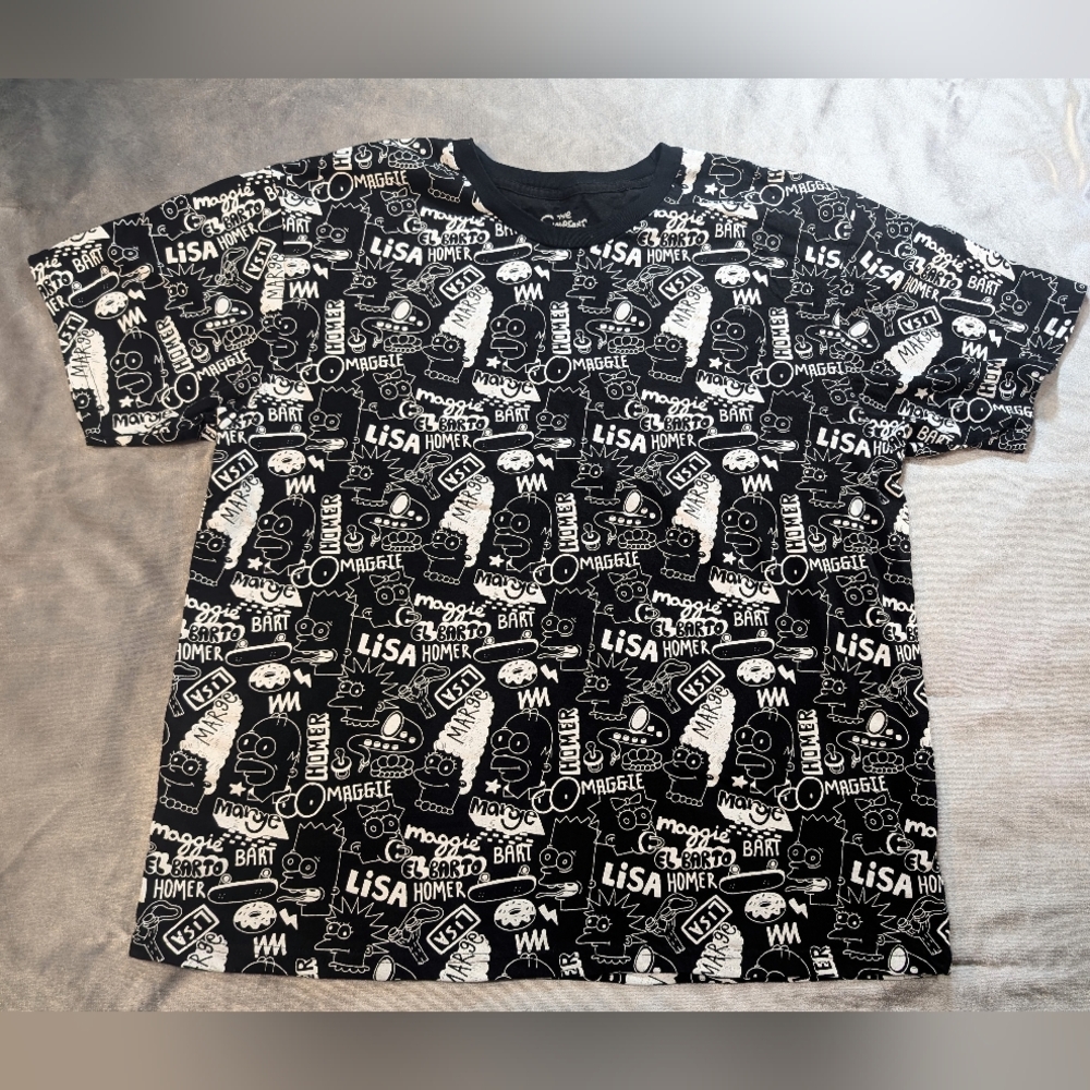 The Simpsons Black and White Graphic T-shirt size XL Unworn